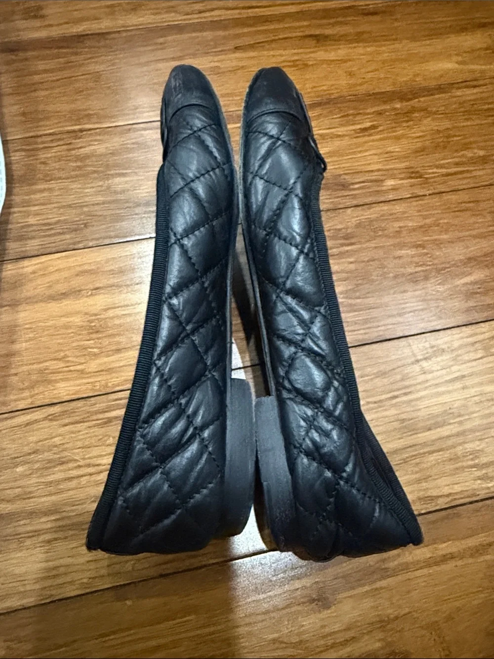 Chanel Size 37.5 Black Aged Calfskin Ballerina Flats